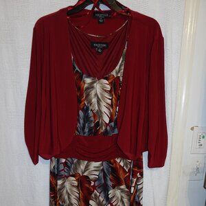 PREOWNED GORGEOUS PERCEPTIONS WOMAN RED MULTICOLOR 2-PIECE PARTY DRESS SIZE 1X
